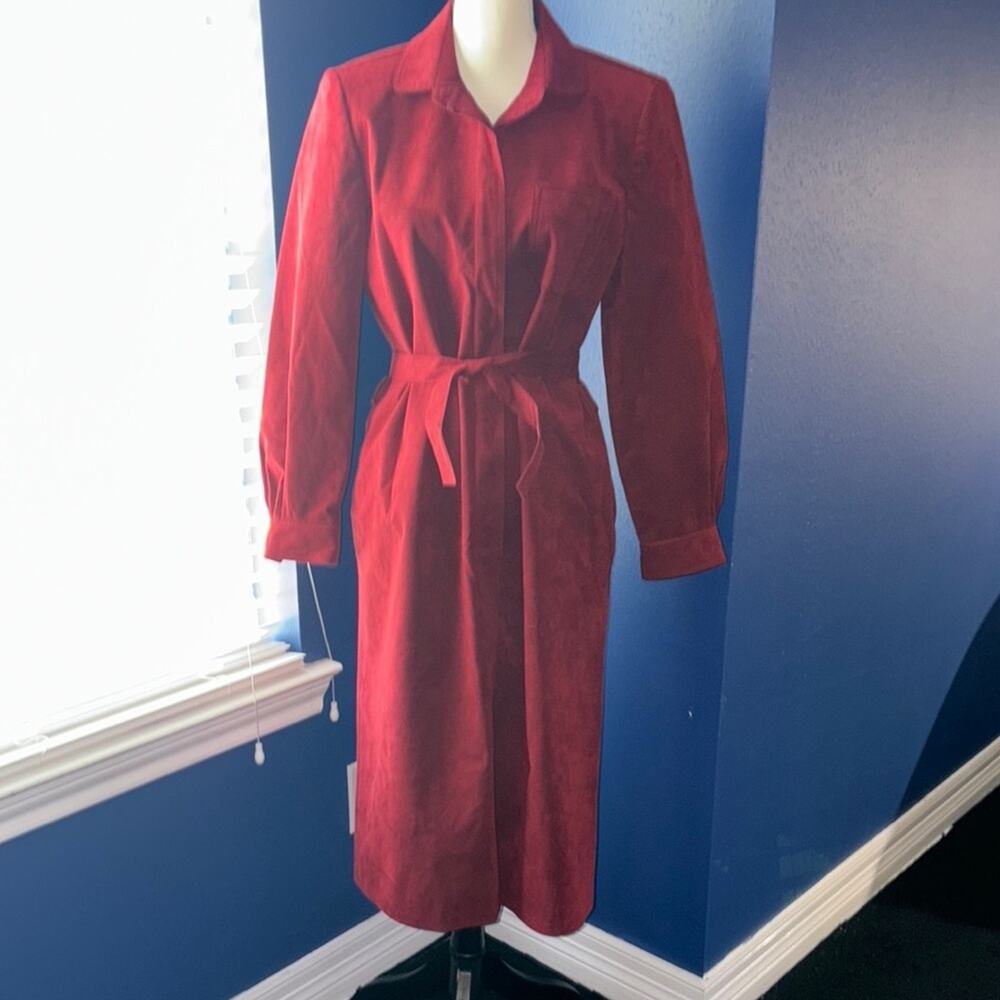 Vintage 1970s UltraSuede Maroon Wrap Dress – Size 12